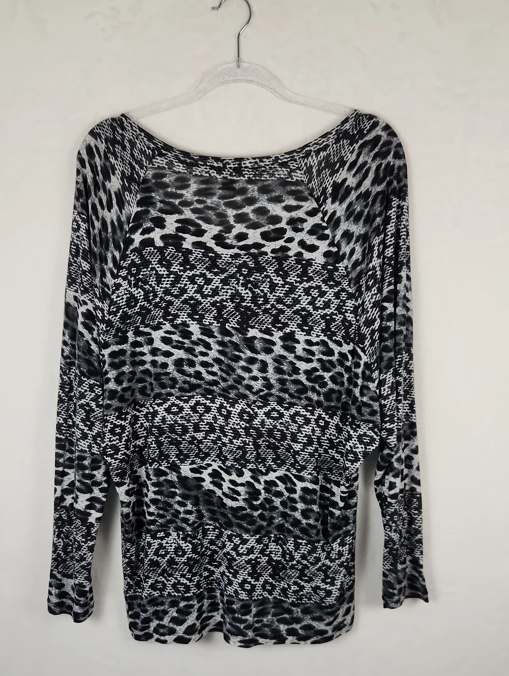 MICHAEL Michael Kors Black & White Mixed Animal & Snake Print Long Sleeve Top XL